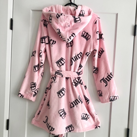 Juicy Couture, Womens, Plush, Shawl, Collar Robe, Pink, Crown Logo, Size S, NEW - Picture 2 of 13